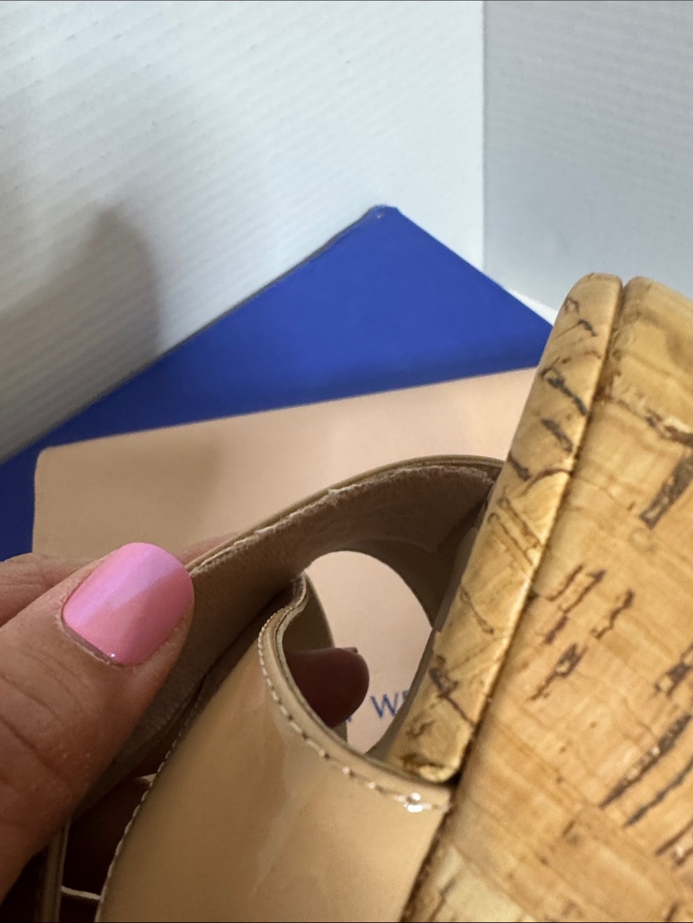Stuart Weitzman Tan Cork Wedge Slingback Sandals - Women - Picture 7 of 7